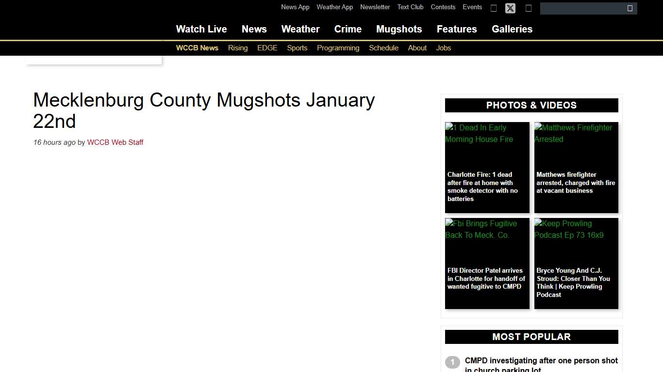 Mecklenburg County Mugshots January 22nd - WCCB Charlotte